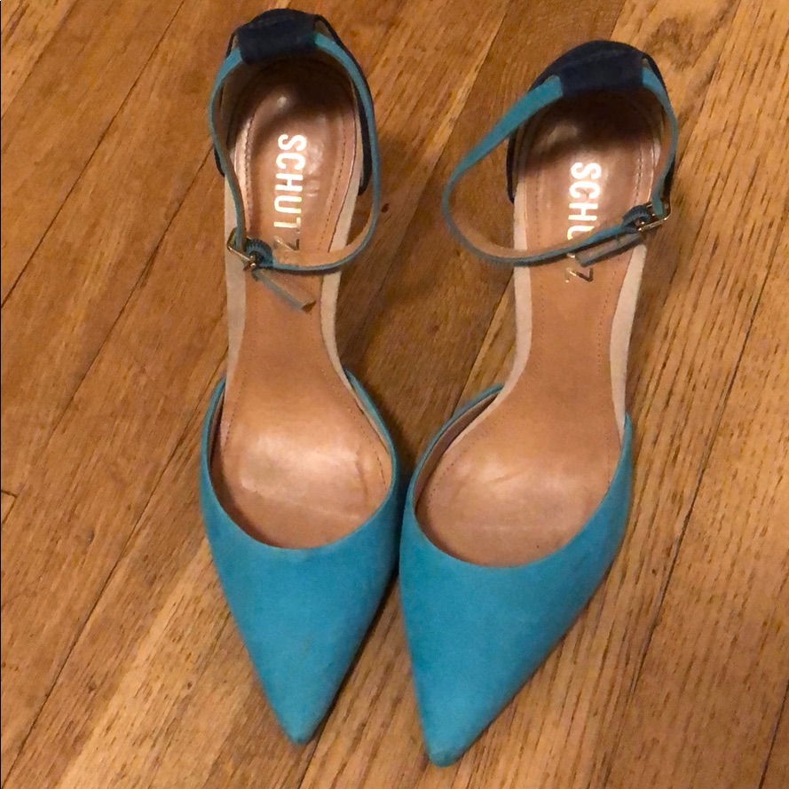 Fabulous Blue Schultz Ankle Strap Heel Size 7